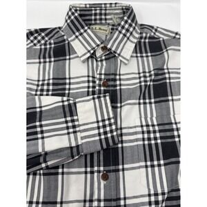 VTG‎ LL Bean Shirt Men's Size Medium  Black/white Striped Long Sleeve Button Up